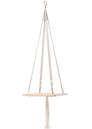 Blumenampel Makramee mit Holzbrett