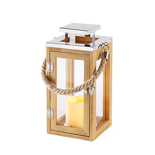 2er Set Holz Laternen mit LED