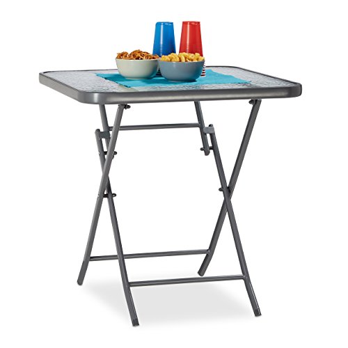 Balkontisch mit Ornament-Glasplatte