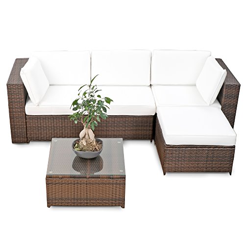 15tlg. Balkon Polyrattan Lounge Ecke